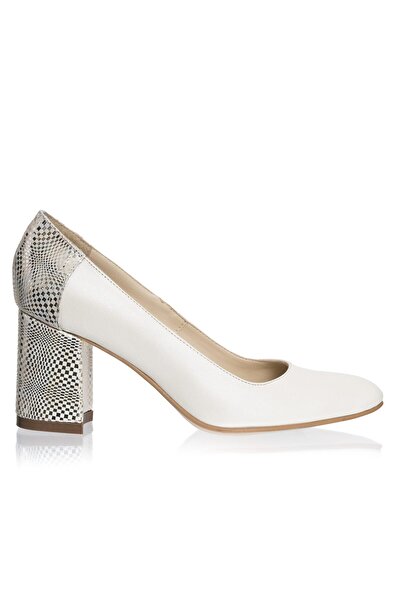 Catinca Shoes Pantofi de damă din piele naturală – Bej cu mozaic argintiu – R...