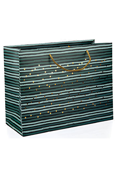 DODOMAR 44×35×18 cm Wicker Rope Handle Green Gold Polka Dot Luxury Christmas Gift Cardboard Bag