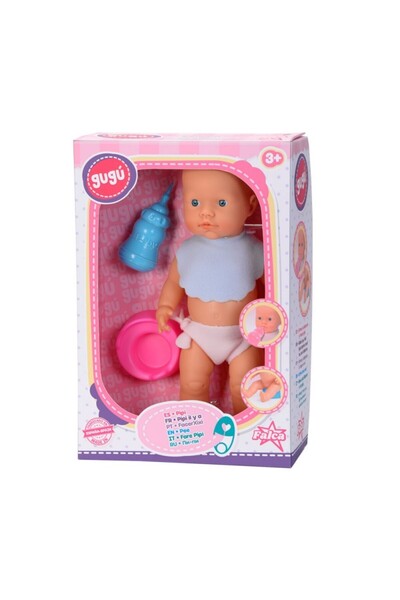 GUGU Set papusa bebelus de 40 cm care face pipi, sticluta cu biberon si olita