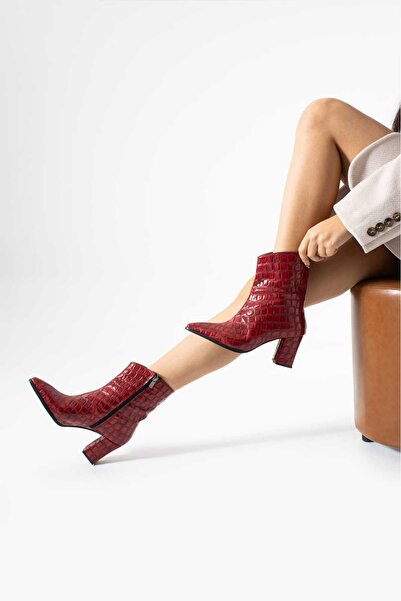 Roshin Shoes New Season Red Boots Crochet Pattern Heel Height 7 cm