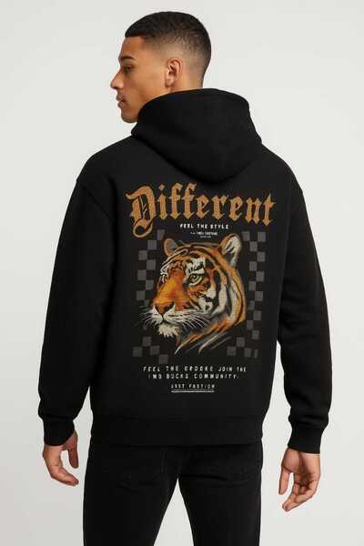 FG KONNİCHİWA Oversized 3-Ply Thick Different Tiger Style Design Model Cap Hooded Atshirt