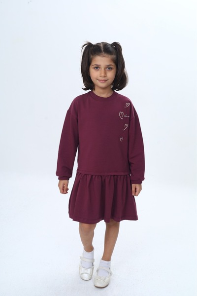 Toontoy Girl's Striped Heart Embroidered Dress