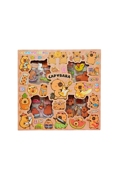 Fancy Space CAPYBARA 100’lü Sticker Seti – Renkli Kawaii Çıkartma Paketi