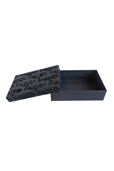 DODOMAR 16×24×6.5 cm Velvet Textured Tie Visual Black Background Luxury Men's Special Gift Box