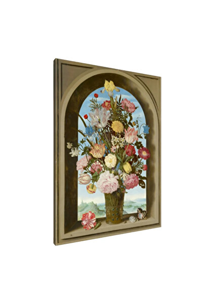 PozaTablou Pictură pe pânză: Fereastră către bucuria florală 80x110 cm