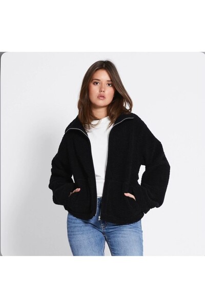 RosaCo Siyah Peluş Ceket