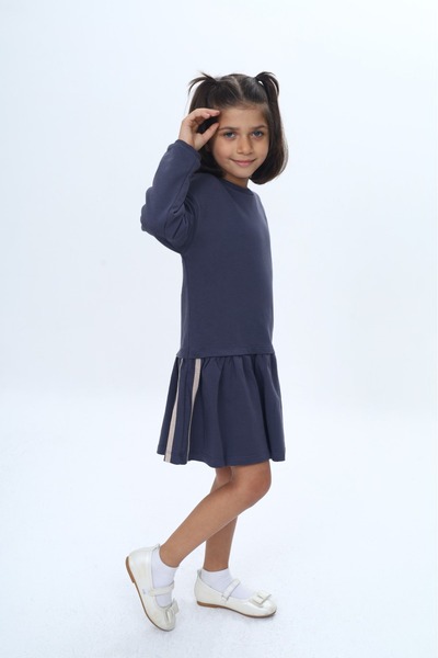 Toontoy Girl's Striped Heart Embroidered Dress