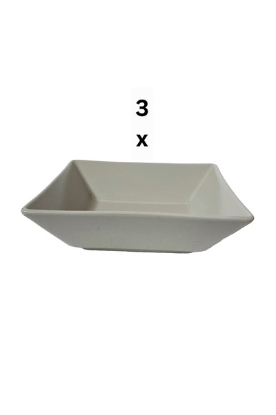 Cesiro Set of 3 deep square plates, 17×3 cm, Matte cream