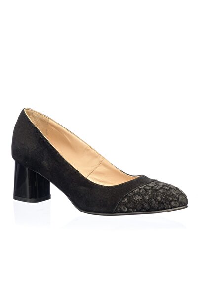 Catinca Shoes Pantofi din piele pentru femei - Antilopa negri, vârf Poney - A...