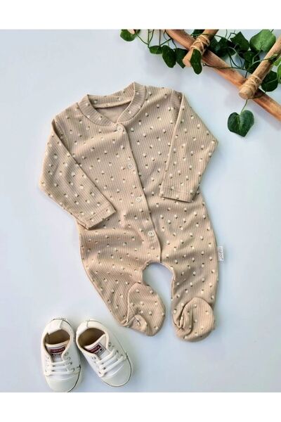 mini mia 2-Piece 100% Cotton Newborn Romper Set with Booties and Snap Fasteners