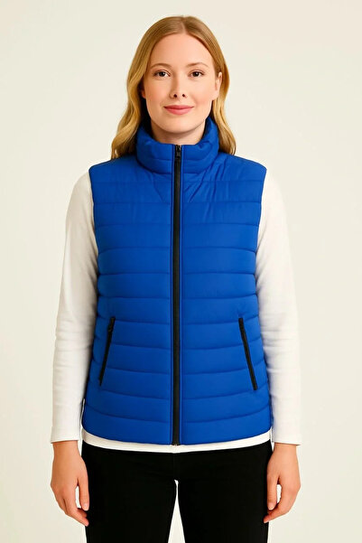 Exbob Women's Puffer Zipper Vest Water Repellent Quilted Lined Fabric with Pockets Lightweight Winter Sports Casual K