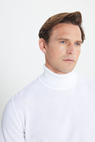 AC&Co / Altınyıldız Classics Πλεκτό πουλόβερ με λαιμόκοψη σε κανονική εφαρμογή Ecru Standard Fit