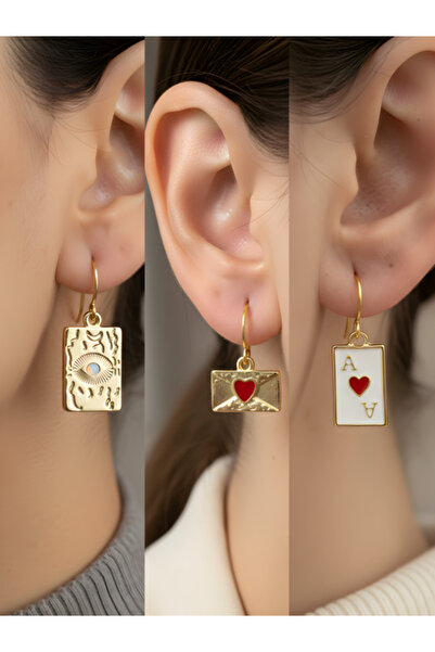 TURBİJ طقم أقراط نسائية من ثلاث قطع على شكل ظرف العين