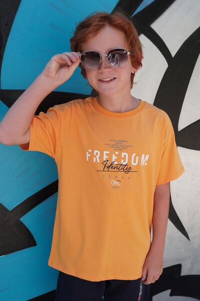 Breeze تي شيرت للأولاد بعمر 5-10 سنوات، أصفر خردلي