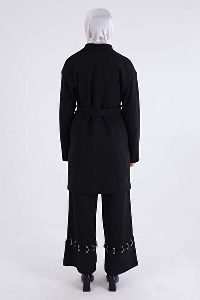 ALLDAY Knitwear Paneled Belted Comfortable Cardigan