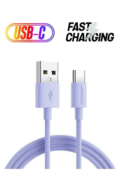 Joyroom كابل شحن سريع من النايلون المضفر الملون من النوع C بطول مترين - بنفسجي