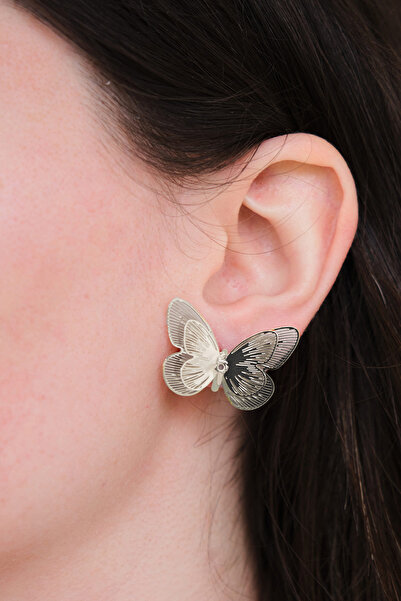 AURRARİ Silver Butterfly Leyla Steel Earrings