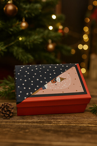 DODOMAR 16×23×9 cm Red Black Polka Dot Rectangular Luxury Christmas Gift Box with Card Pocket