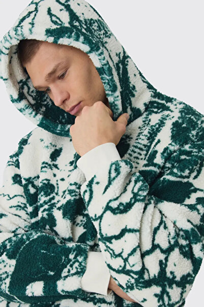 MADAMMERY Unisex Green Gothic Printed Tedy Sweatshirt