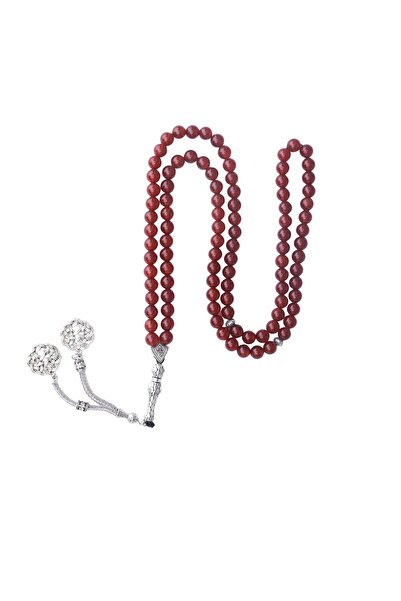 Zeynep Büyükbay Red Agate Natural Stone 99'Lu Prayer Beads
