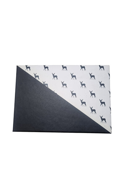 DODOMAR 14×20×8 cm Deer Black and White Pocketed Rectangular Luxury Christmas Gift Cardboard Box