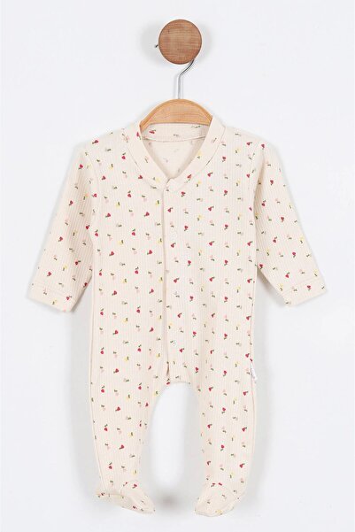 mini mia 2-Piece 100% Cotton Newborn Romper Set with Booties and Snap Fasteners