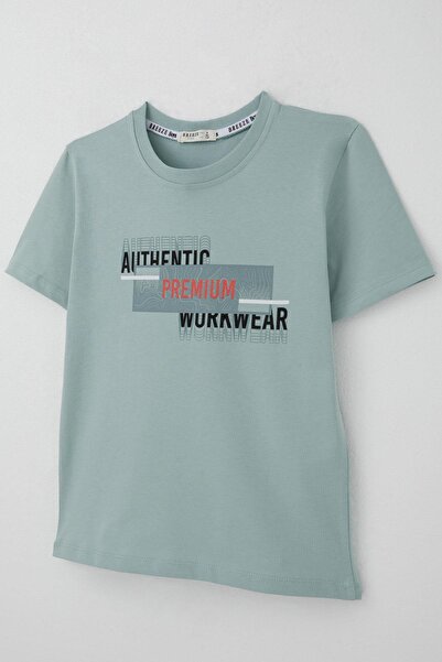 Breeze Boy's T-Shirt Reflection Effect Lettering Printed 8-14 Years, Aqua Green