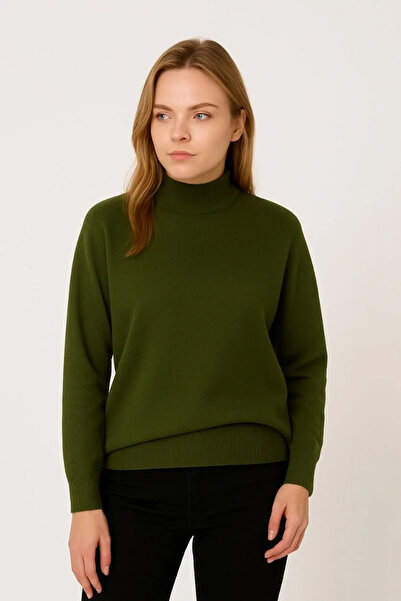 GökTR Women's Half Turtleneck Knit Sweater Soft Textured Cotton Fine Weaving, Long Sleeve Casual Regular Fit