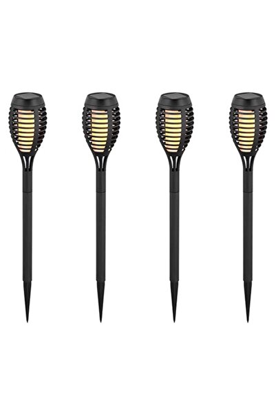 KlaussTech Set de 4 corpuri de iluminat solare pentru grădină cu efect de fla...