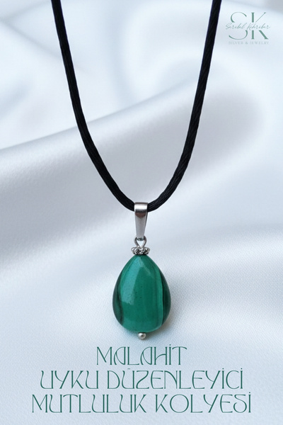 Sarıbel Kehribar Malahit Uyku Düzenleyici Mutluluk Kolyesi