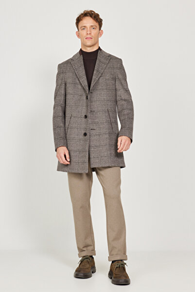 ALTINYILDIZ CLASSICS Standard Fit Regular Cut Mono Collar Patterned Woolen Coat