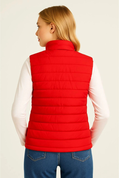 Kanonik Education Inflatable Zippered Vest Water Repellent Quilted Lined Fabric Lightweight with Pockets Winter Sports Comfortable Fit - Red