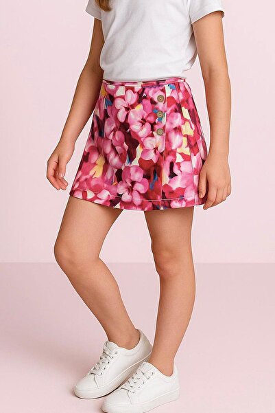 Breeze Fete fustă pantalon scurtă cu modele florale nasturi accent bucăți 6-12 ani, culori mixte