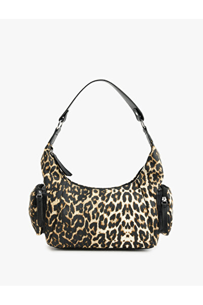 Koton Τσάντα ώμου με λεοπάρ σχέδιο με φερμουάρ και λεπτομέρεια μίνι τσέπης