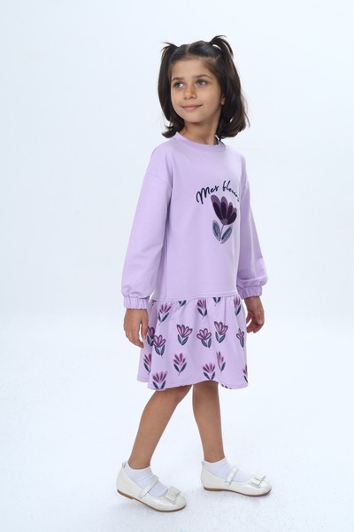 Toontoy Girl's Süzene Embroidered Tulip Printed Dress