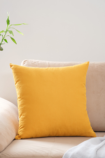 ASDİVA Cozy Suede Textured Plain Throw Pillow Cover with Optional Sizes - Mustard Yellow