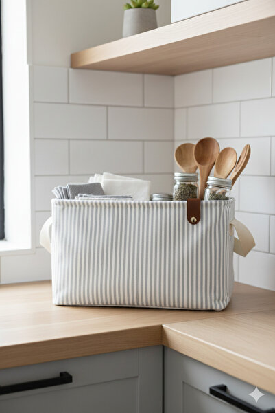 HomyJRs 6-Piece Gray Striped Multi-Purpose In-Cabinet Toy Storage Box Basket Organizer 18X22X30