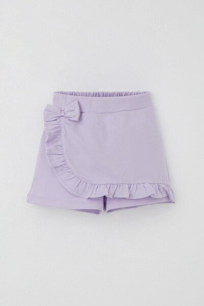 Breeze Girl's Shorts Skirt with Bow Accessories and Ruffles, Ages 3-8, Light Lilac