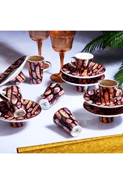 Kosova Porcelain 6-Piece Cup Set with Built-In Handle