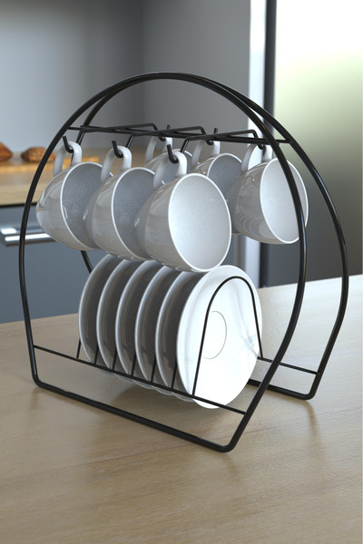 Home Stuff Black 4-Piece Dowry Cup Set with Cup Holders for Serving and Presentation