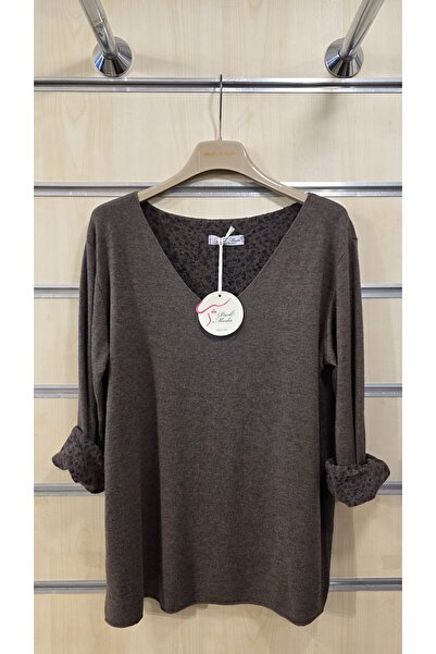 Park Moda Λεπτό πουλόβερ με απαλή υφή με μοτίβο λουλουδιών στο εσωτερικό