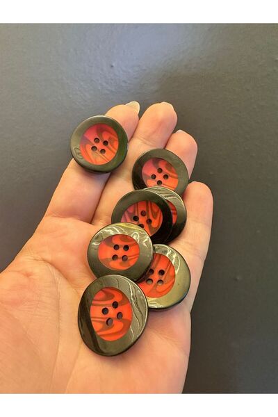 Gönülden Tasarım 7 Pieces Red Black Button Set 3 cm