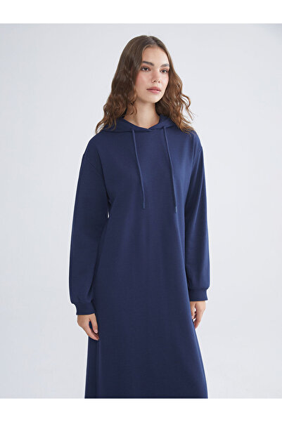 LC Waikiki Φόρεμα Modest Navy Blue με κουκούλα Sweat