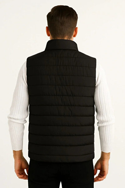 Exbob Men's Puffer Zipper Vest Water Repellent Quilted Lined Fabric with Pockets Lightweight Winter Sports Casual Jacket