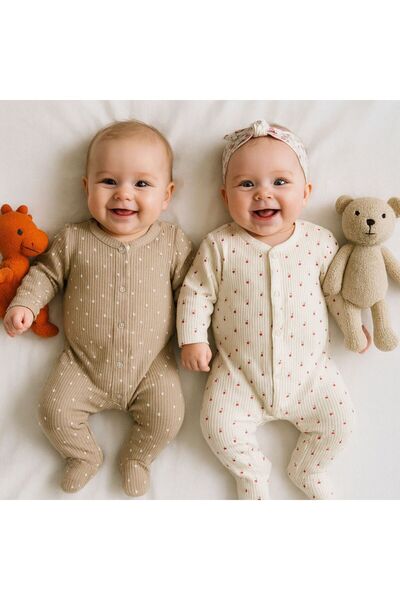 mini mia 2-Piece 100% Cotton Newborn Romper Set with Booties and Snap Fasteners