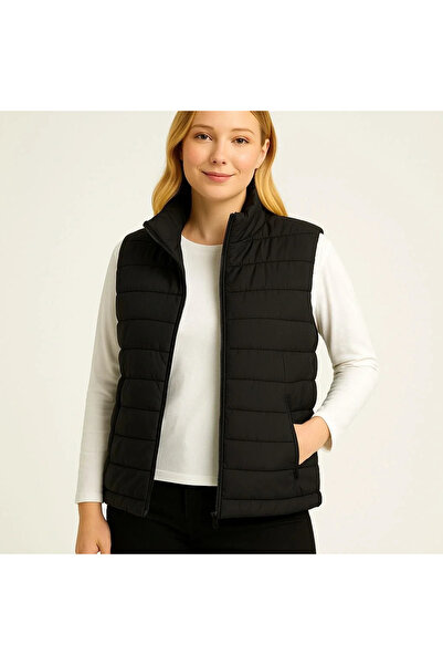 Olmira Store Women's Puffer Zipper Vest Water Repellent Quilted Lined Fabric with Pockets Lightweight Winter Sports Casual K