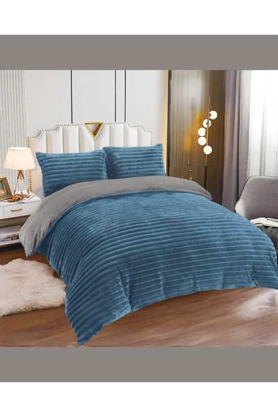 Truva Grup Cocolino Bed Linen with Elastic – 4 Piece Set, Striped Pattern, Ultra Fluffy and Warm