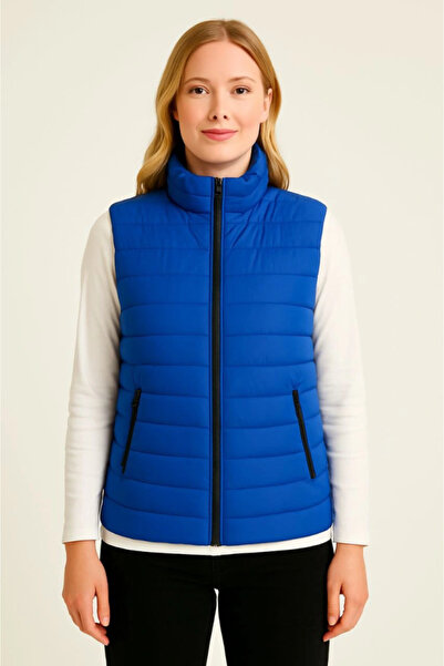 JANES Inflatable Zippered Vest Water Repellent Quilted Lined Fabric with Pockets Lightweight Winter Sports Comfortable Fit - Sa