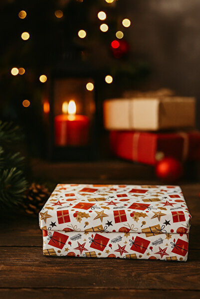 DODOMAR 10×20×8 cm White Gift Wrapped Visual Rectangular Luxury Christmas Gift Box