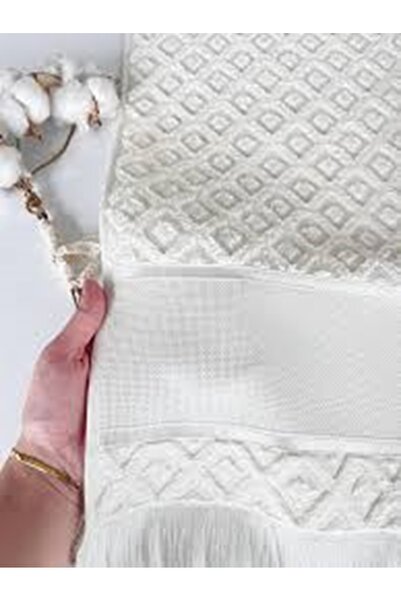 SARRA HOME Milano - Krem - Tekli - 30*50cm - Etamin Ve Kanaviçe İşlemelik Havlu